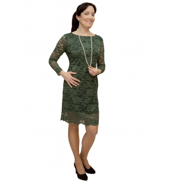 NM 180-3 - dámské krajkové šaty tmavě zelené