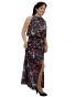 NM 191-1 - dámské maxi šaty  černé s fialovými květy