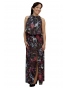 NM 191-1 - dámské maxi šaty  černé s fialovými květy