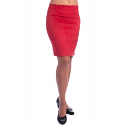 DAM593 - dámská  semišová sukně červená
