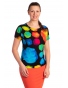 K23-046  - dámské letní tričko barevné koule na černé