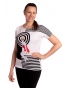 K23-075 - dámské letní tričko retro dáma v pruzích