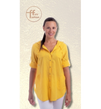 Kaptur - dámská žlutá  košile s kapucí z lehké bavlny