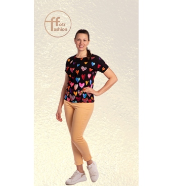 K23-028 - dámské letní tričko barevná srdce
