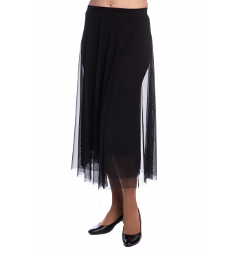 DAM597 - dámská delší černá šifonová sukně