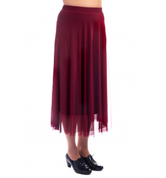DAM597 - dámská delší bordová šifonová sukně